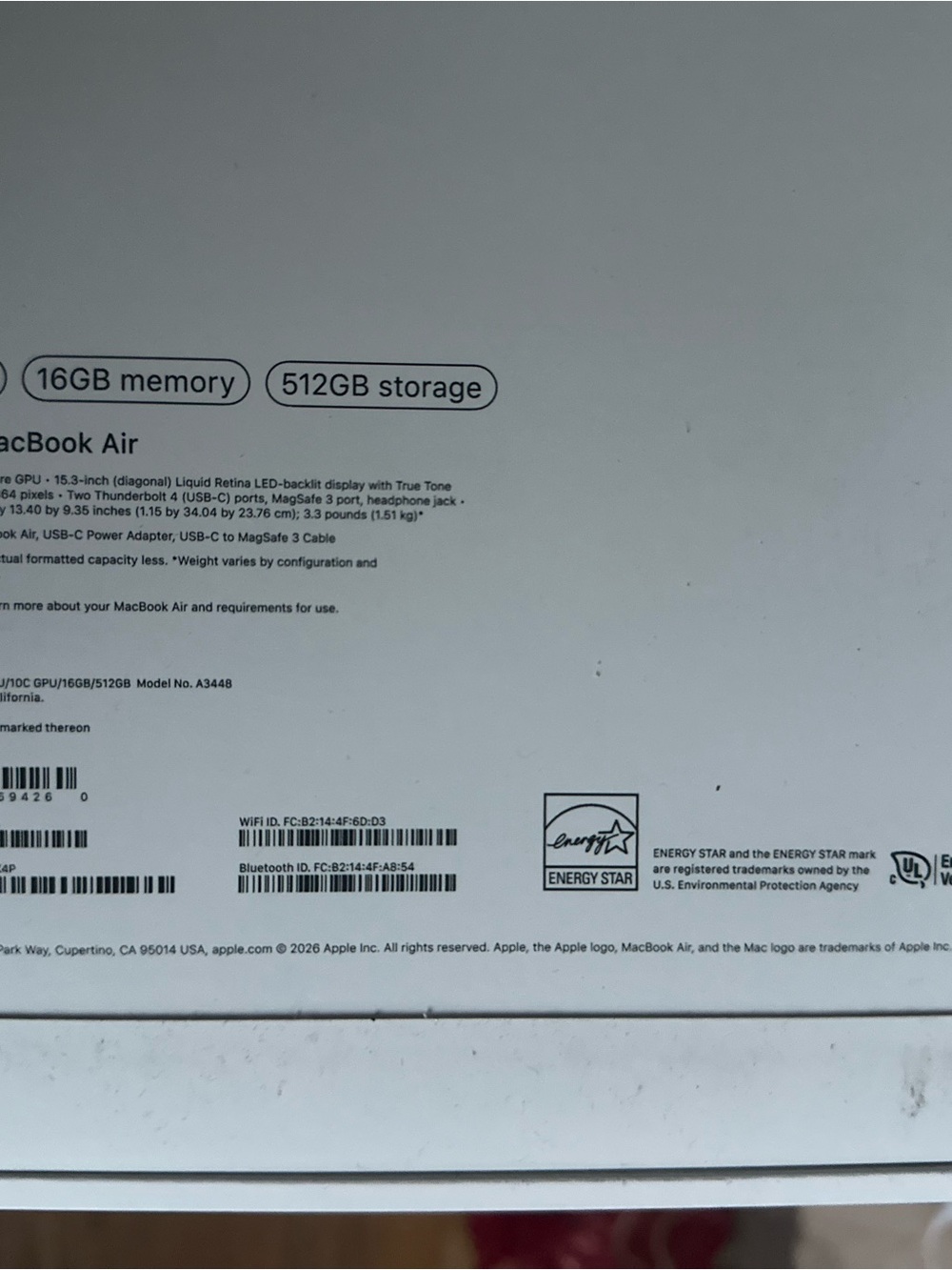 Apple MacBook Air Box - White/Silver Packaging